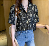 Blusenhemd mit Blumenmuster und Reverskragen